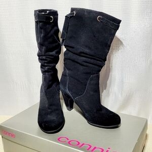 Connie Chloe Black Slouchy Suede Knee Boots (10M)